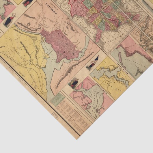 ヴィンテージ南北戦争軍隊戦略地図の切り離し 薄葉紙 (詳細)