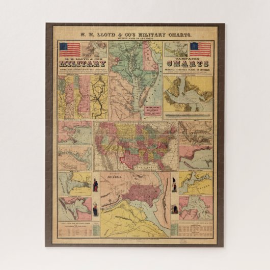 ヴィンテージ南北戦争軍隊戦略地図， 1861 ジグソーパズル (縦)