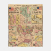ヴィンテージ南北戦争軍隊戦略地図， 1861 フリースブランケット (正面)