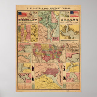 ヴィンテージ南北戦争軍隊戦略地図, 1861 ポスター