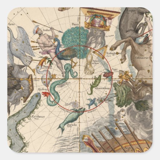 ヴィンテージ南極の地図 スクエアシール (正面)