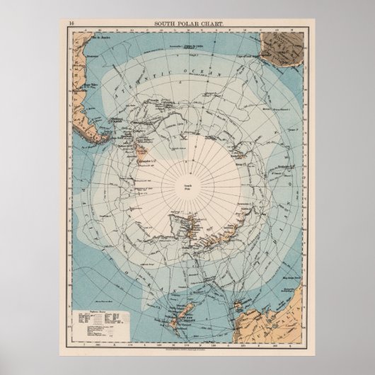 ヴィンテージ南極探査経路図(1906) ポスター (正面)
