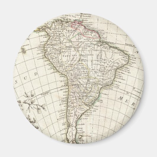 ヴィンテージ南米の地図(1762) マグネット (正面)