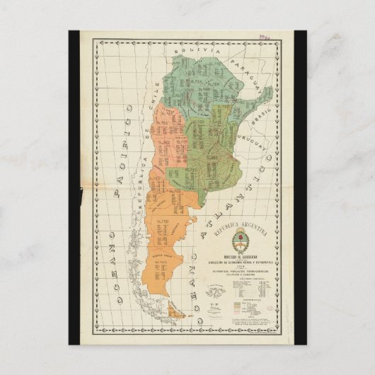 ヴィンテージ南米地図はがき ポストカード (正面)