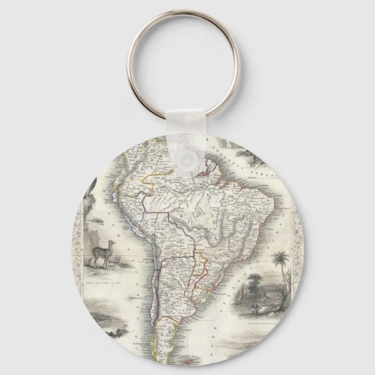 ヴィンテージ南米地図（1850年） キーホルダー (正面)