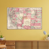 ヴィンテージ南西統一された州地図(1869) キャンバスプリント (インサイチュ (リビング))