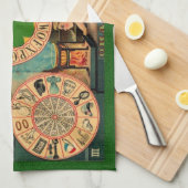 ヴィンテージ占いボードのアートホイール – 愛 キッチンタオル (四つ折り)