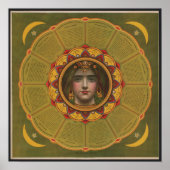 ヴィンテージ占い占い占い占〔占星術の〕十二宮図シンボルや象徴 ポスター (正面)