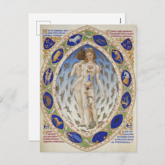 ヴィンテージ占星術のカレンダー挨拶 シーズンポストカード (正面/裏面)