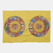 ヴィンテージ占星術、アンティーク天〔占星術の〕十二宮図輪 キッチンタオル (横)