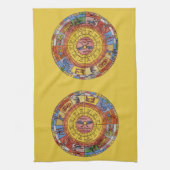 ヴィンテージ占星術、アンティーク天〔占星術の〕十二宮図輪 キッチンタオル (縦)