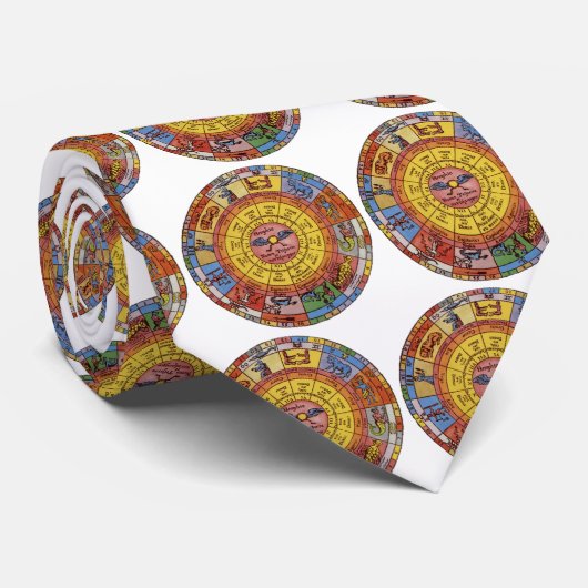 ヴィンテージ占星術、アンティーク天〔占星術の〕十二宮図輪 ネクタイ (ロール)