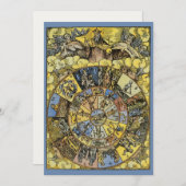 ヴィンテージ占星術，ルネッサンス〔占星術の〕十二宮図ホイール， 1555 (正面/裏面)