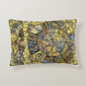 ヴィンテージ占星術，ルネッサンス〔占星術の〕十二宮図ホイール， 1555 アクセントクッション (正面)