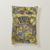 ヴィンテージ占星術，ルネッサンス〔占星術の〕十二宮図ホイール， 1555 アクセントクッション (裏面(縦))