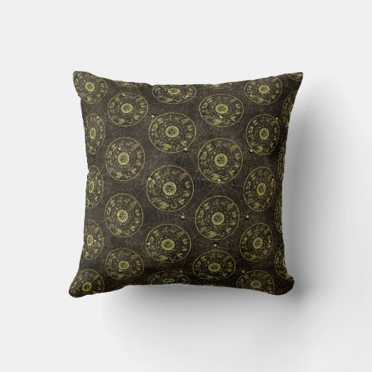 ヴィンテージ占星術〔占星術の〕十二宮図とCobweb Magical クッション (裏面)