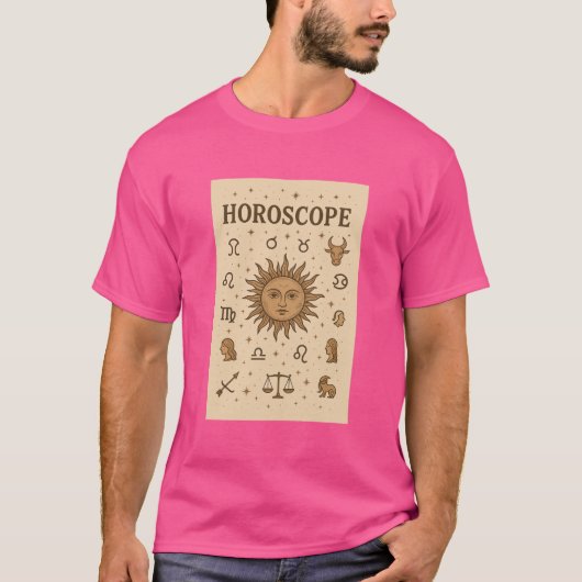 ヴィンテージ占星術〔占星術の〕十二宮図サンアストロロジー図 Tシャツ (正面)