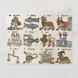 ヴィンテージ占星術〔占星術の〕十二宮図シンボルや象徴アート シーズンポストカード