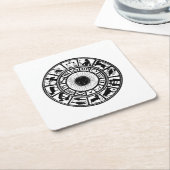 ヴィンテージ占星術〔占星術の〕十二宮図ホイール スクエアペーパーコースター (アングル)