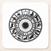 ヴィンテージ占星術〔占星術の〕十二宮図ホイール スクエアペーパーコースター (正面)