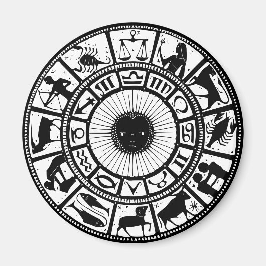 ヴィンテージ占星術〔占星術の〕十二宮図ホイール マグネット (正面)