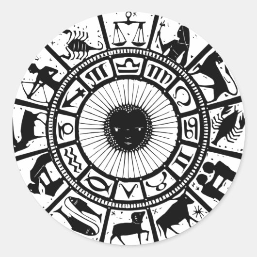 ヴィンテージ占星術〔占星術の〕十二宮図ホイール ラウンドシール (正面)