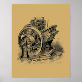 ヴィンテージ印刷機イラストレーション ポスター (正面)