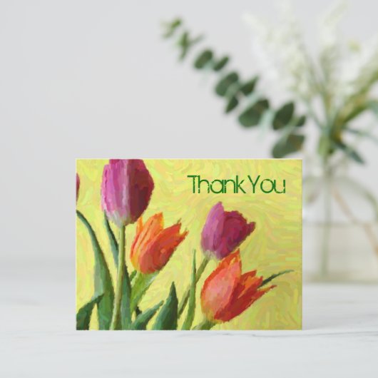 ヴィンテージ印象派チューリップありがとうはがき ポストカード (スタンド正面)