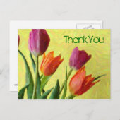 ヴィンテージ印象派チューリップありがとうはがき ポストカード (正面/裏面)