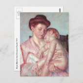 ヴィンテージ印象派、スリーピーベビーバイメリーカッサット ポストカード (正面/裏面)