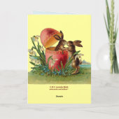 ヴィンテージ卵とイースターラビットキスをする シーズンカード (裏面)