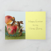 ヴィンテージ卵とイースターラビットキスをする シーズンカード (内部)