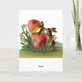 ヴィンテージ卵とイースターラビットキスをする シーズンカード (裏面)