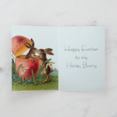 ヴィンテージ卵とイースターラビットキスをする シーズンカード (内部)