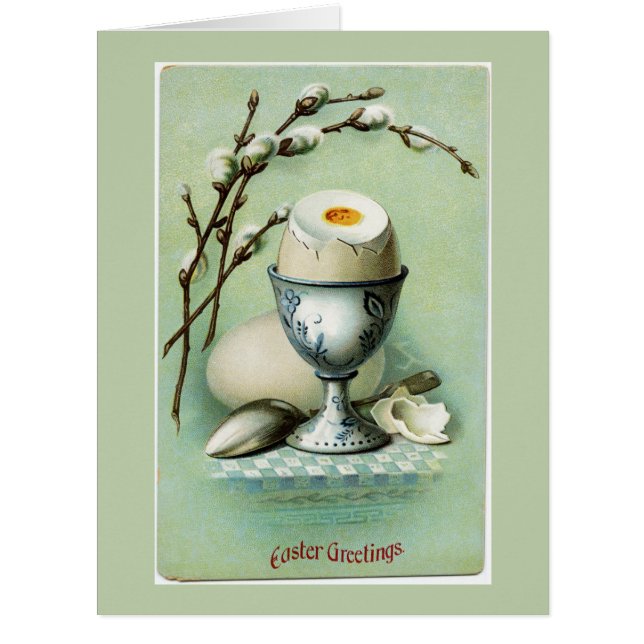 ヴィンテージ卵のカップ復活祭の大きなグリーティングカード (正面)