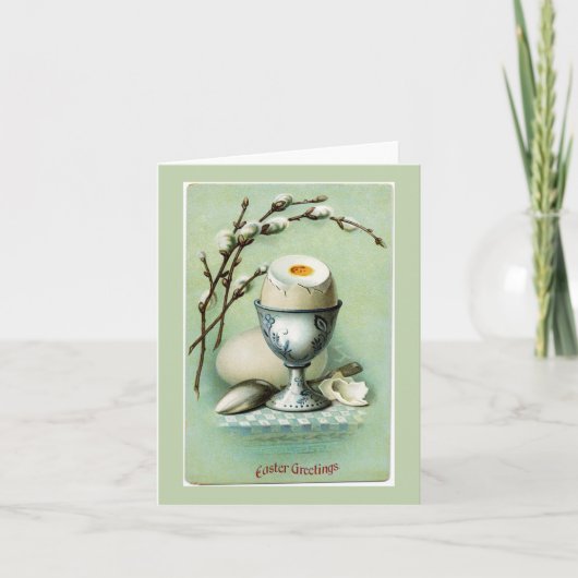 ヴィンテージ卵カップ復活祭ノートカード シーズンカード (正面)
