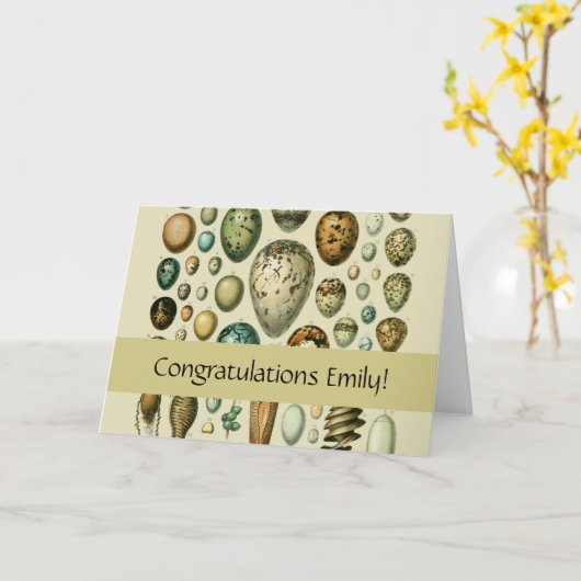 ヴィンテージ卵フランスの魚の卵アート カード (黄色い花)