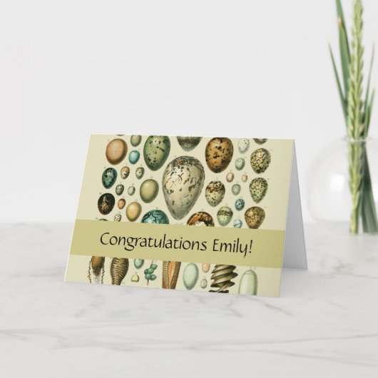 ヴィンテージ卵フランスの魚の卵アート カード (正面)