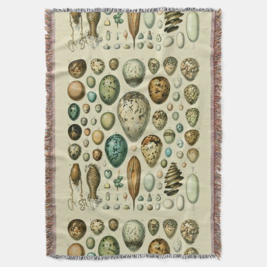 ヴィンテージ卵フランスの魚の卵アート スローブランケット (正面縦)