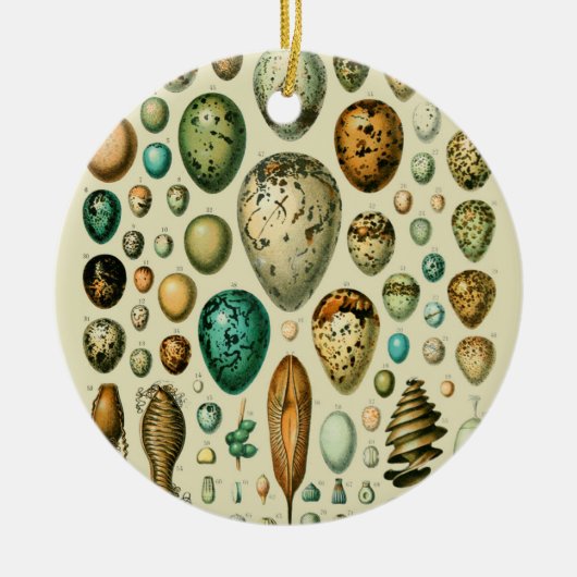 ヴィンテージ卵フランスの魚の卵アート セラミックオーナメント (正面)