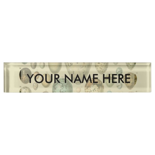 ヴィンテージ卵フランスの魚の卵アート デスクネームプレート (正面)