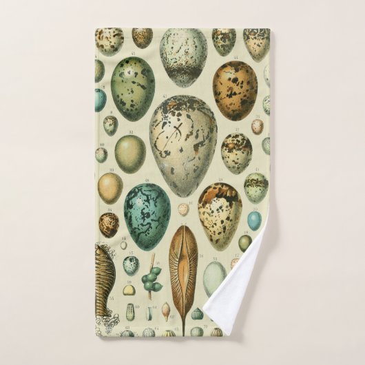 ヴィンテージ卵フランスの魚の卵アート バスタオルセット (ハンドタオル)