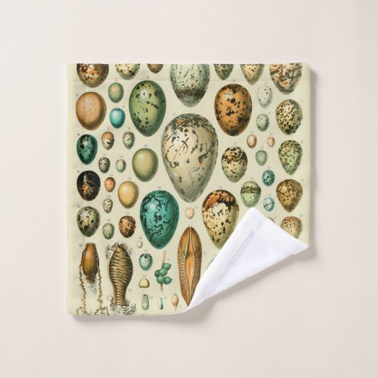 ヴィンテージ卵フランスの魚の卵アート バスタオルセット (ウォッシュタオル)