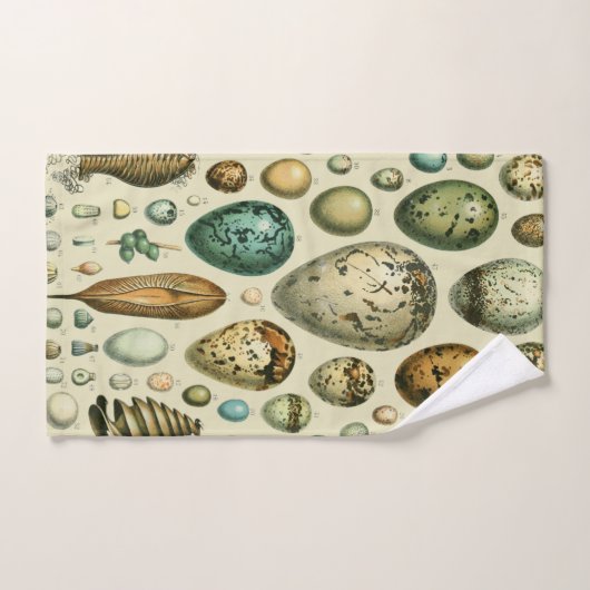 ヴィンテージ卵フランスの魚の卵アート バスタオルセット (ハンドタオル)