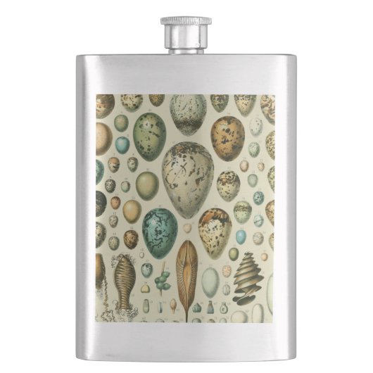 ヴィンテージ卵フランスの魚の卵アート フラスク (正面)