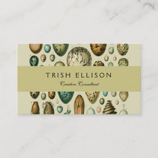 ヴィンテージ卵フランスの魚の卵アート 名刺 (正面)