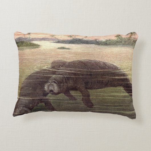 ヴィンテージ又は海牛、海洋哺乳類 アクセントクッション (裏面)