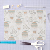 ヴィンテージ及び熱気球パターン 薄葉紙 (クラフト)