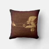 ヴィンテージ双平面飛行機アンティーク機(地図付き) クッション (裏面)