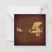 ヴィンテージ双平面飛行機アンティーク機（地図付き） ノートカード (正面)